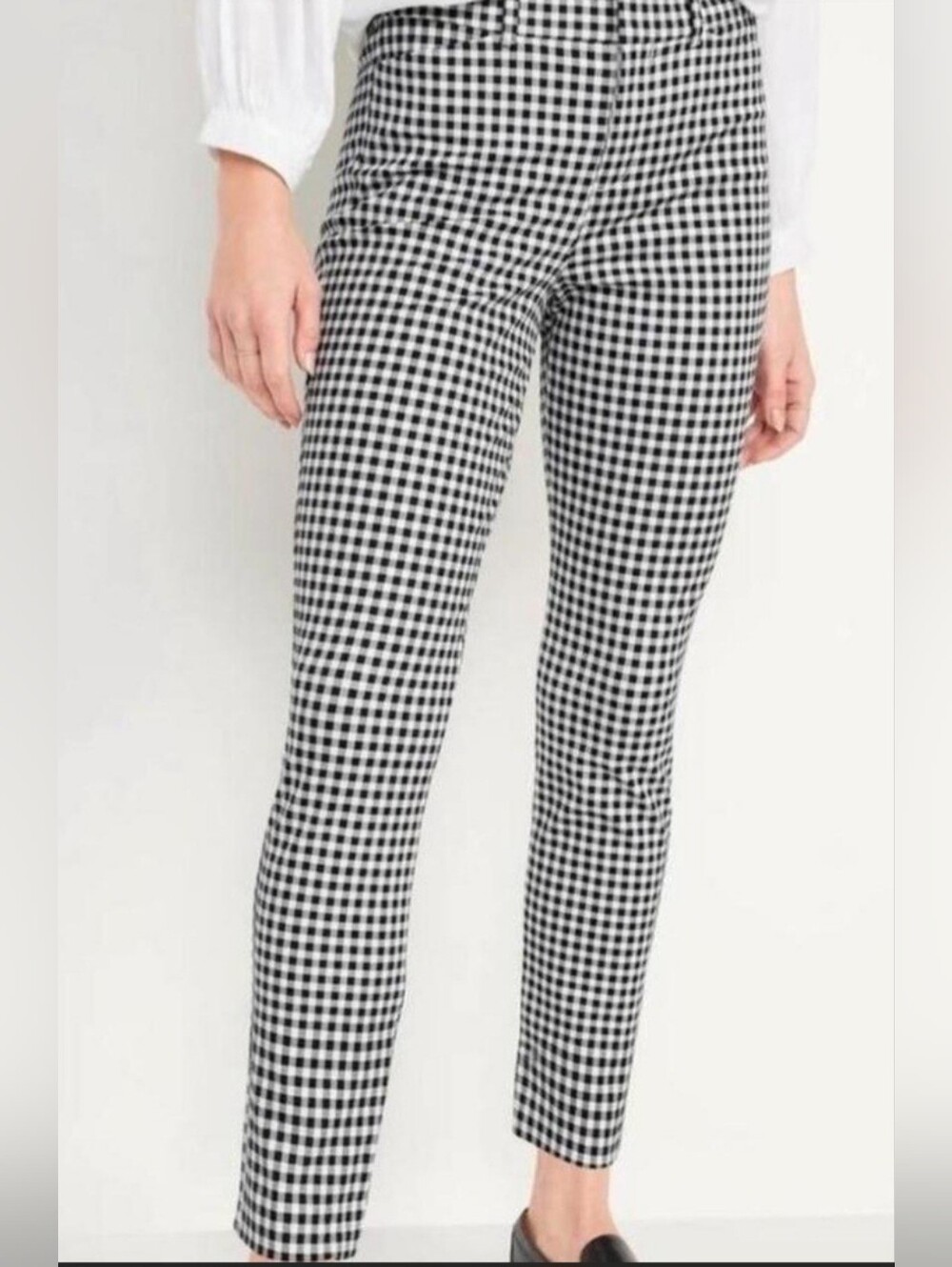 Old Navy Black and White Gingham Pixie Pants NWOT 12 Long
